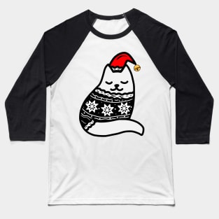 Cozy Christmas Sweater Cat Baseball T-Shirt